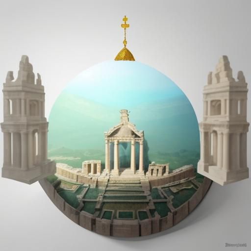 Roman Theater in Ancient City: Watercolor Art