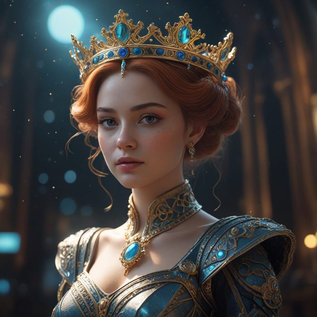 Stunning 3D Hologram Queen of Hearts in Cosmic Attire