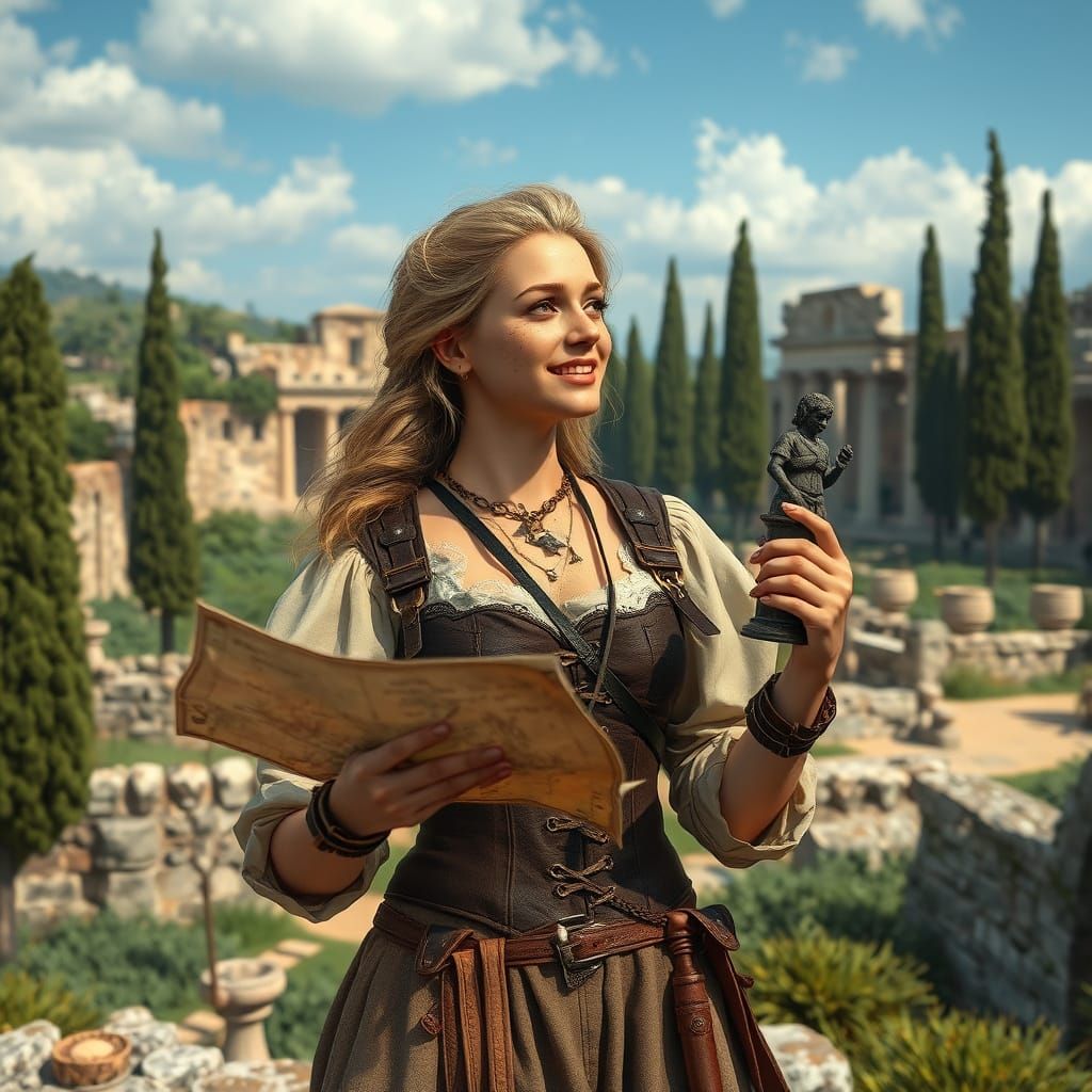 Archaeologist Discovering Ancient Ruins in Fantasy Art