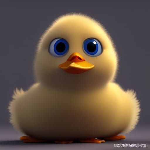 Cute Baby Duck in Pixar Style 3D Art