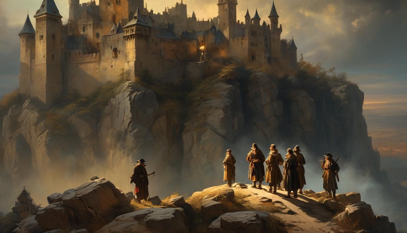Baroque Oil Painting of Singers with Castle