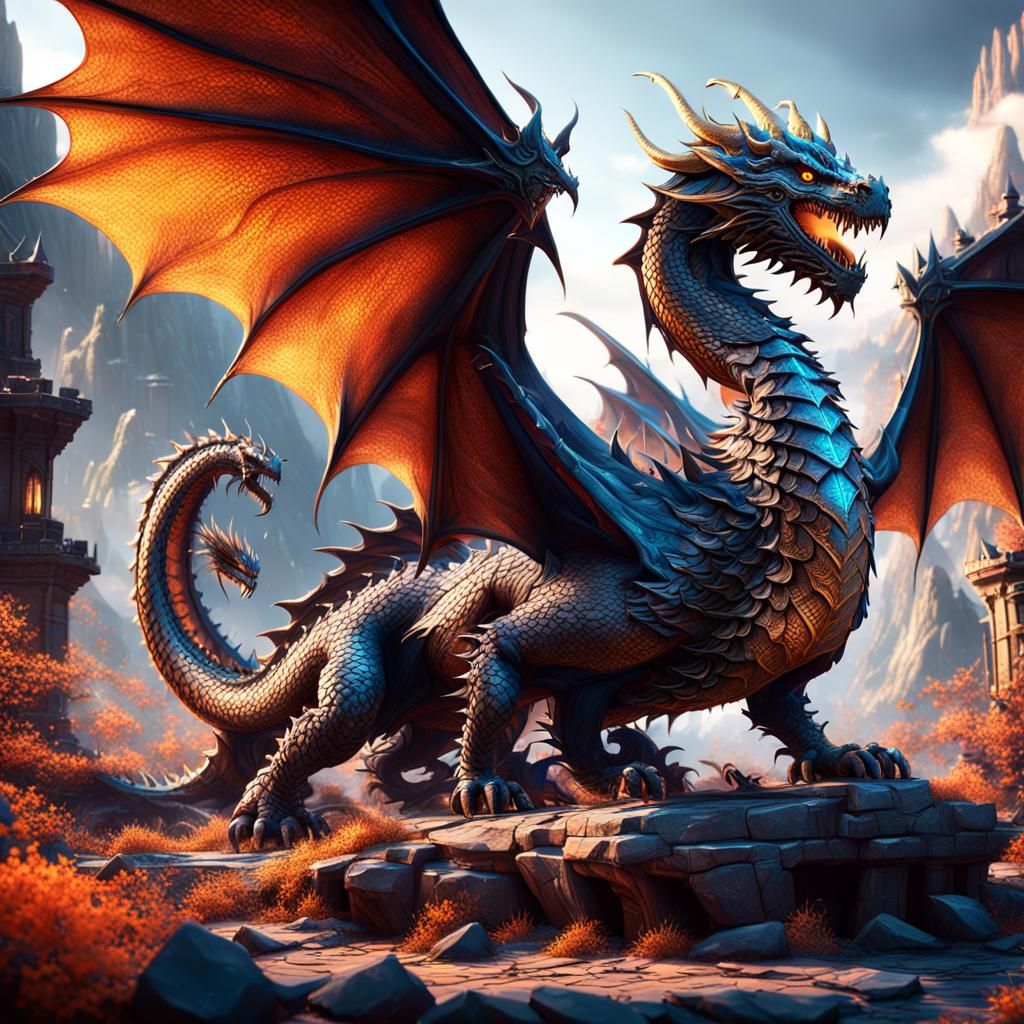 Fantastical Dragon in Detailed Matte Painting