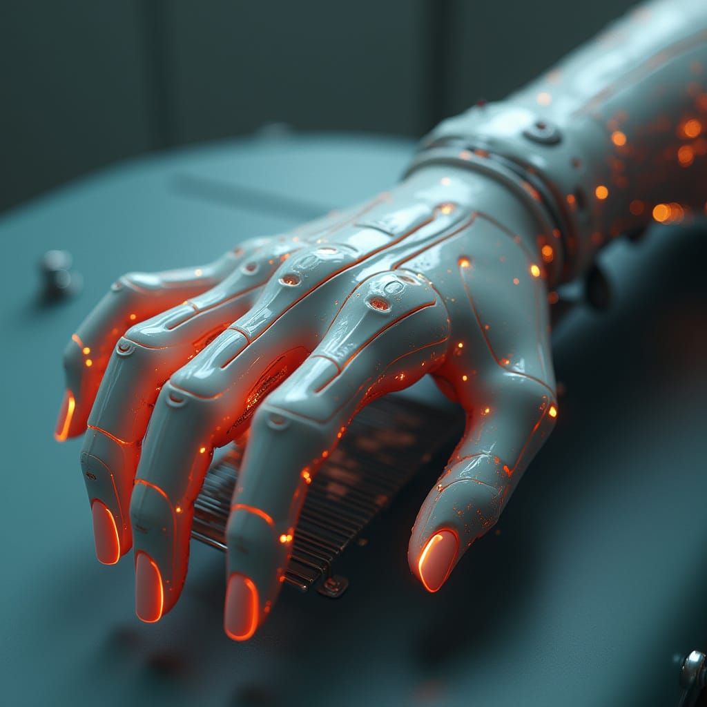 Futuristic Hand and Forearm Massage Machine in Industrial Co...