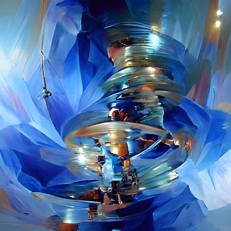 Crystal Chandelier Helix in Cosmic Oil Painting