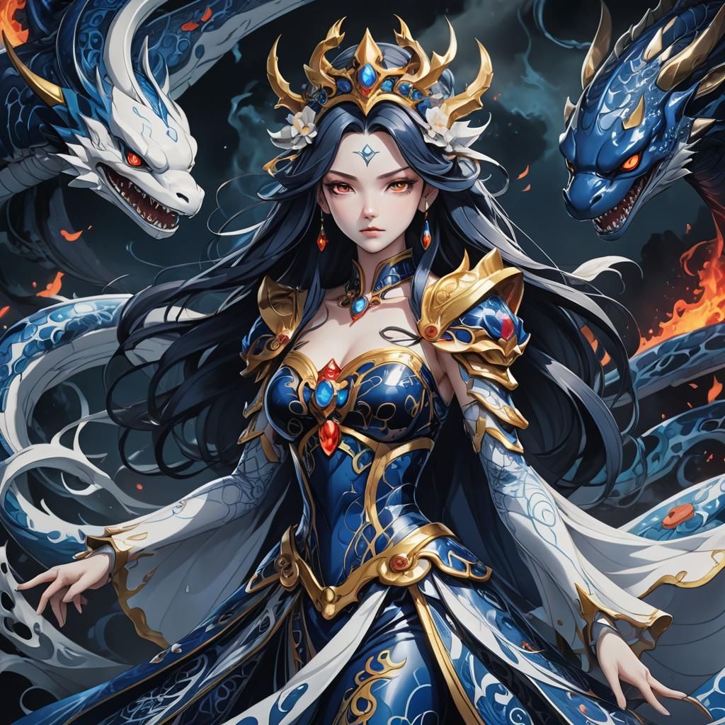 Demonic Porcelain Princess Kyogre in Anime Style