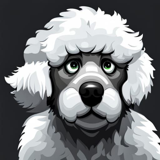 Mean Poodle Cartoon in Black and White