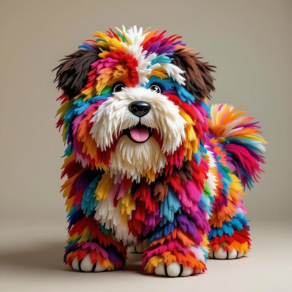 Pom Pom Tibetan Mastiff in Pop Surrealist Style