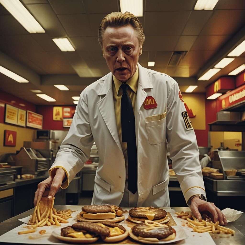 McDonald's Worker in Francis Bacon Oil Painting Style