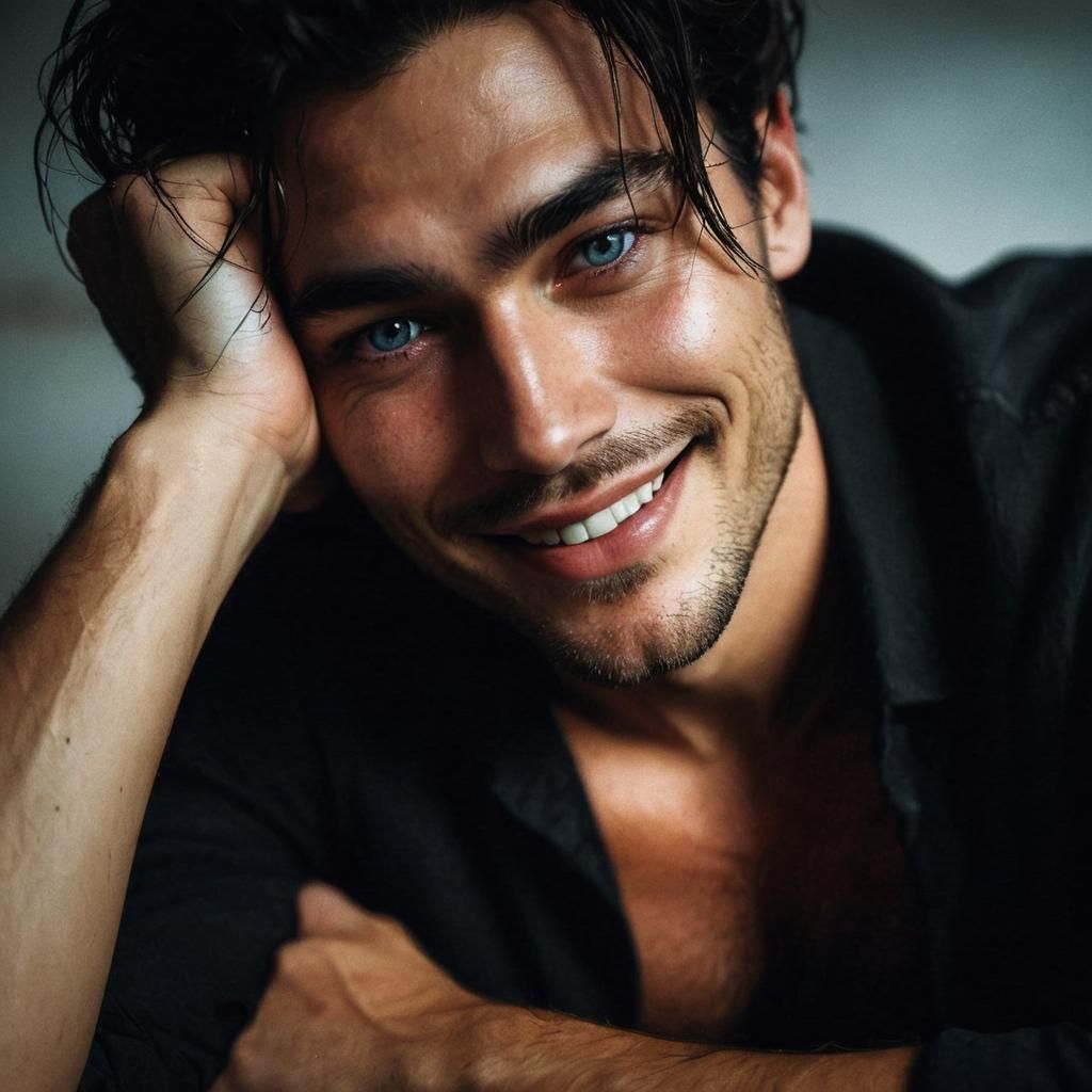 Relaxed Man with Heterochromatic Eyes Portrait