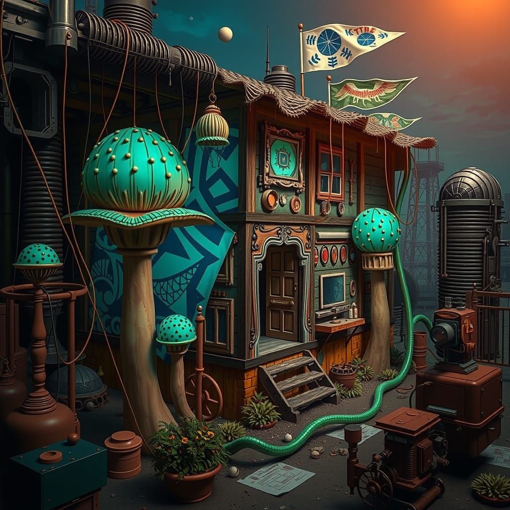 Surreal, Sculptural Fantasy World in Hyperreal Style