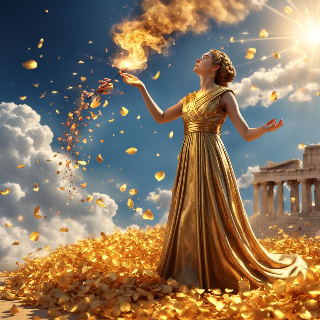 Golden Priestess in 3D with Incense