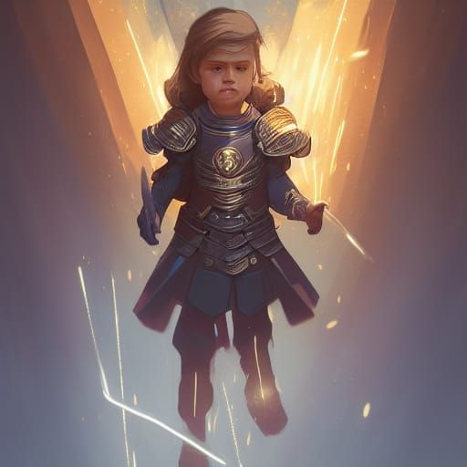 Detailed Portrait of a Spark Knight, Digital Art