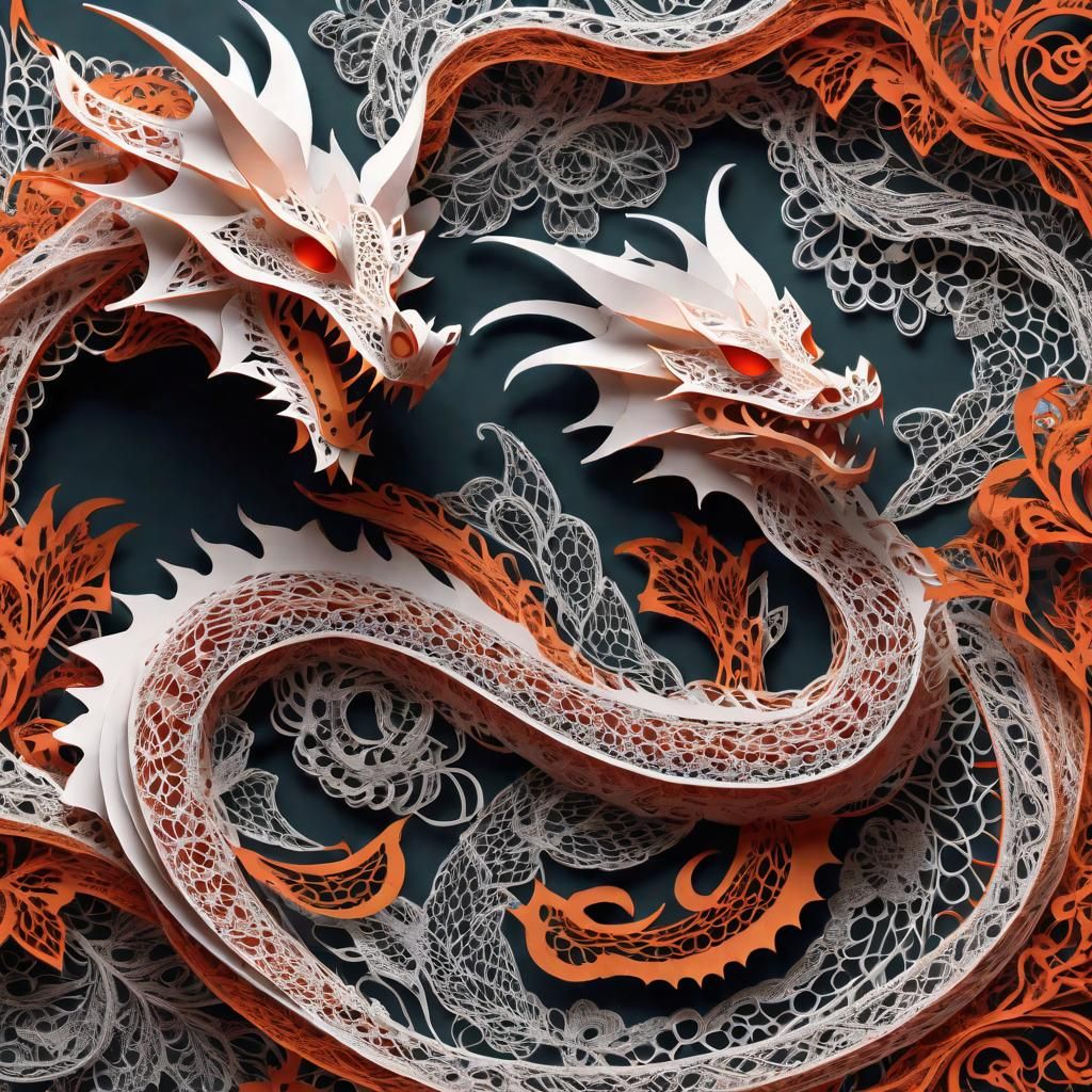 Lace Dragon Papercraft with 3D Shading