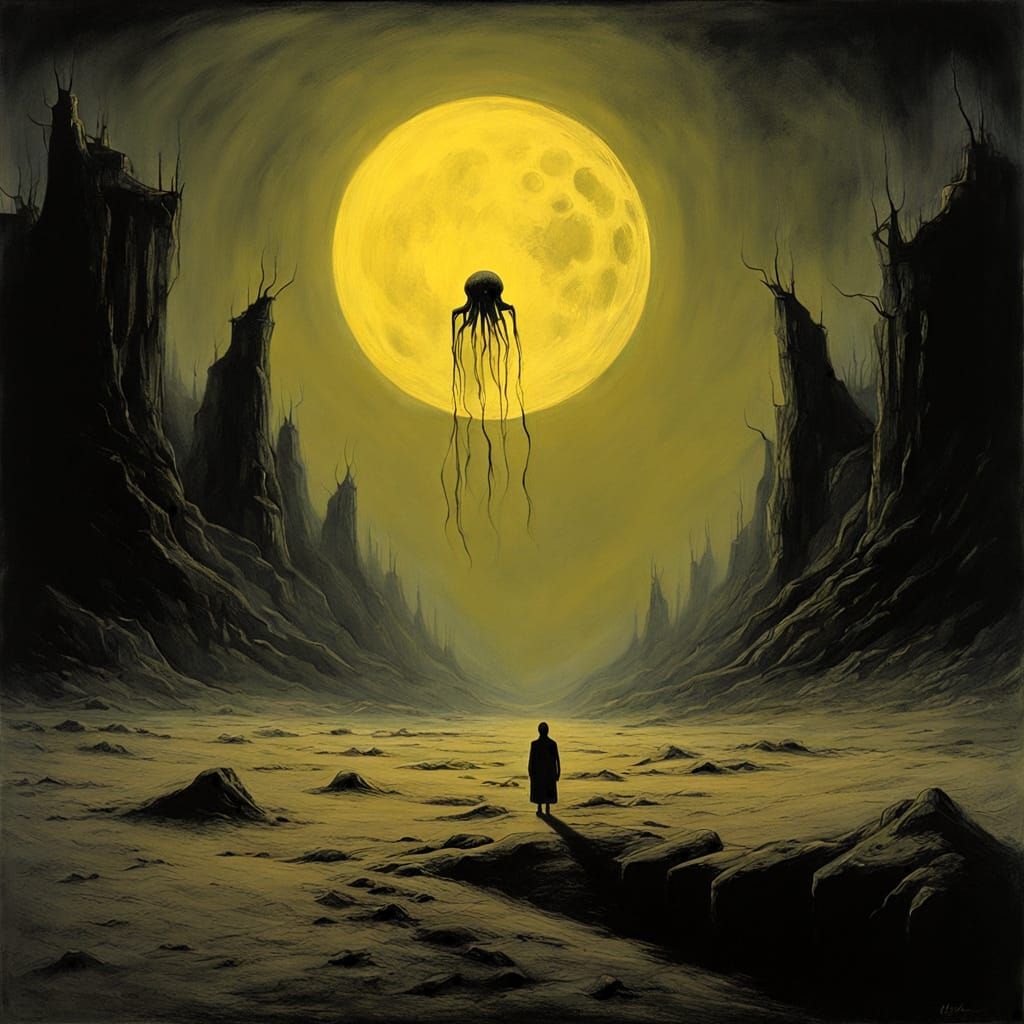 Surreal Lunar Nightmare in Dark Fantasy Style