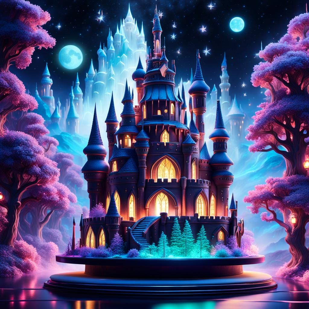 Miniature Cake Castle with Bioluminescent Lights