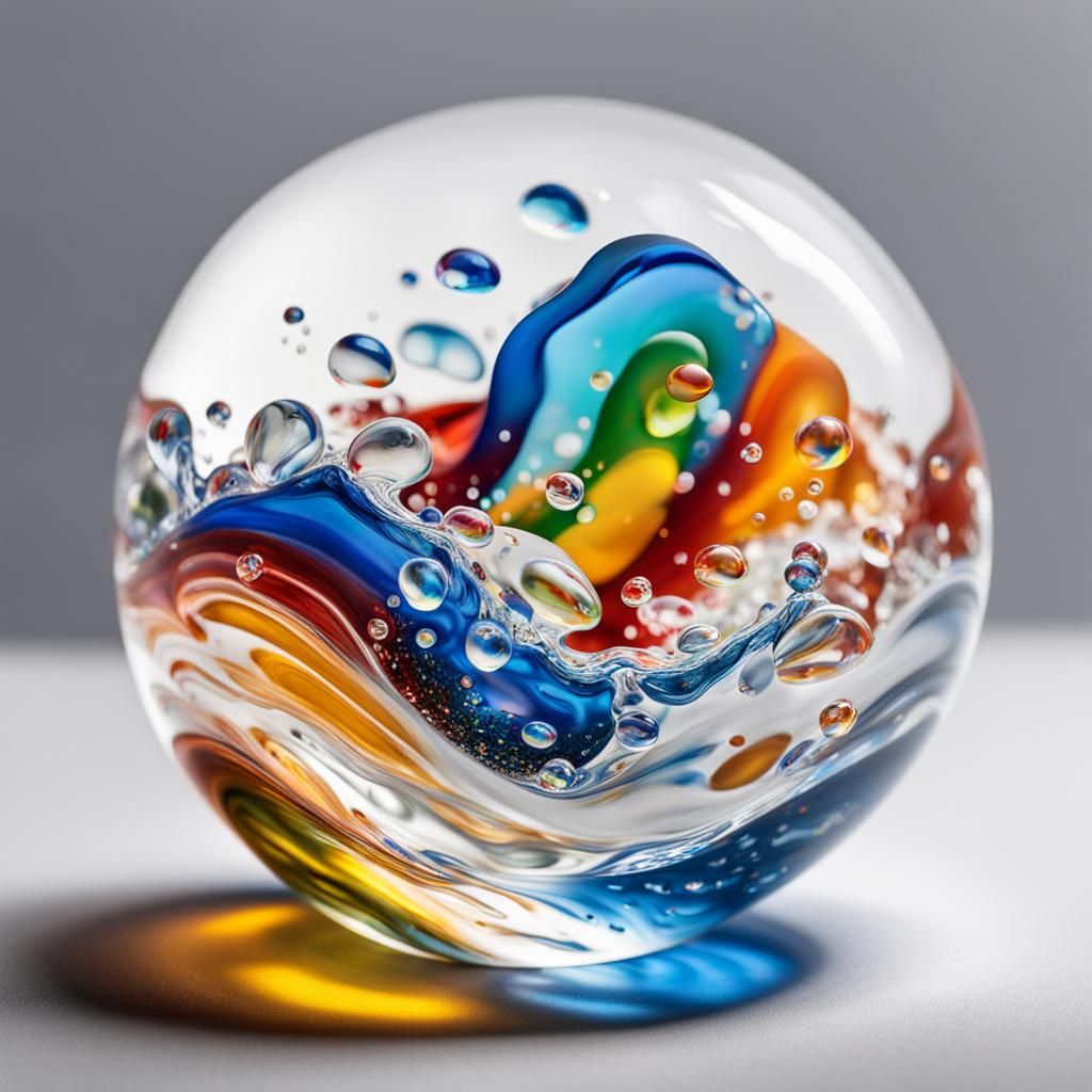 Hyperrealistic Murano Paperweight in Splash Art Style