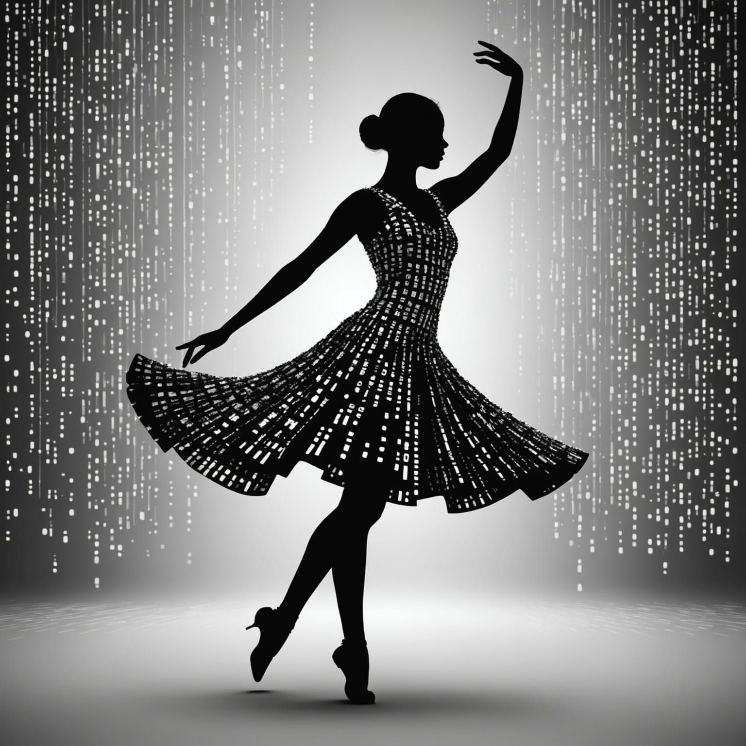 Binary Code Dancer Silhouette: Digital Dream