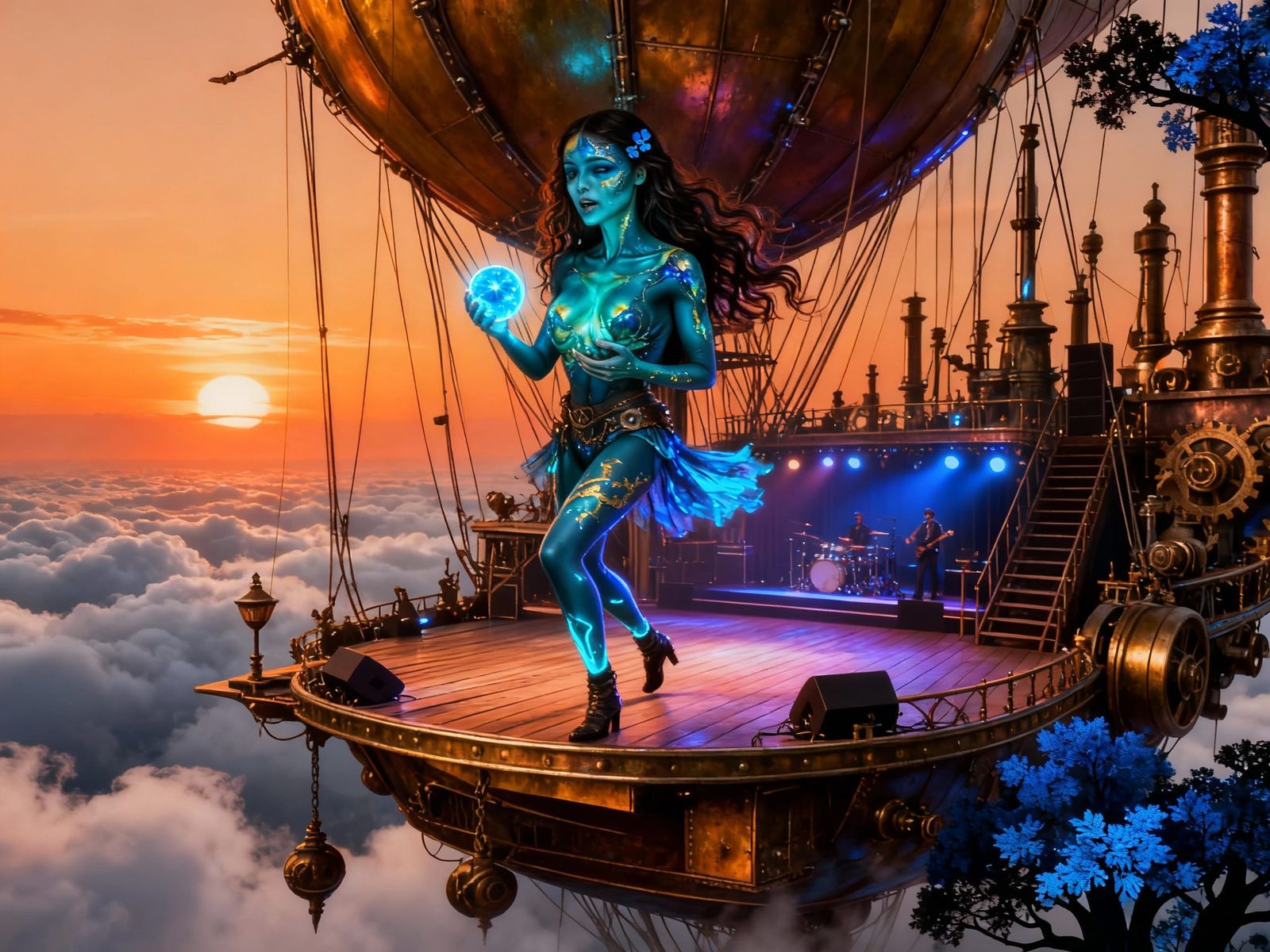 AI Artwork of a Virtual Singer's Stage Dive