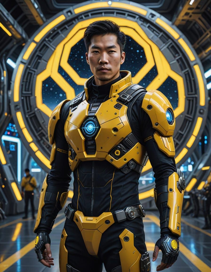 Handsome Taiwanese Space Explorer in Futuristic Attire