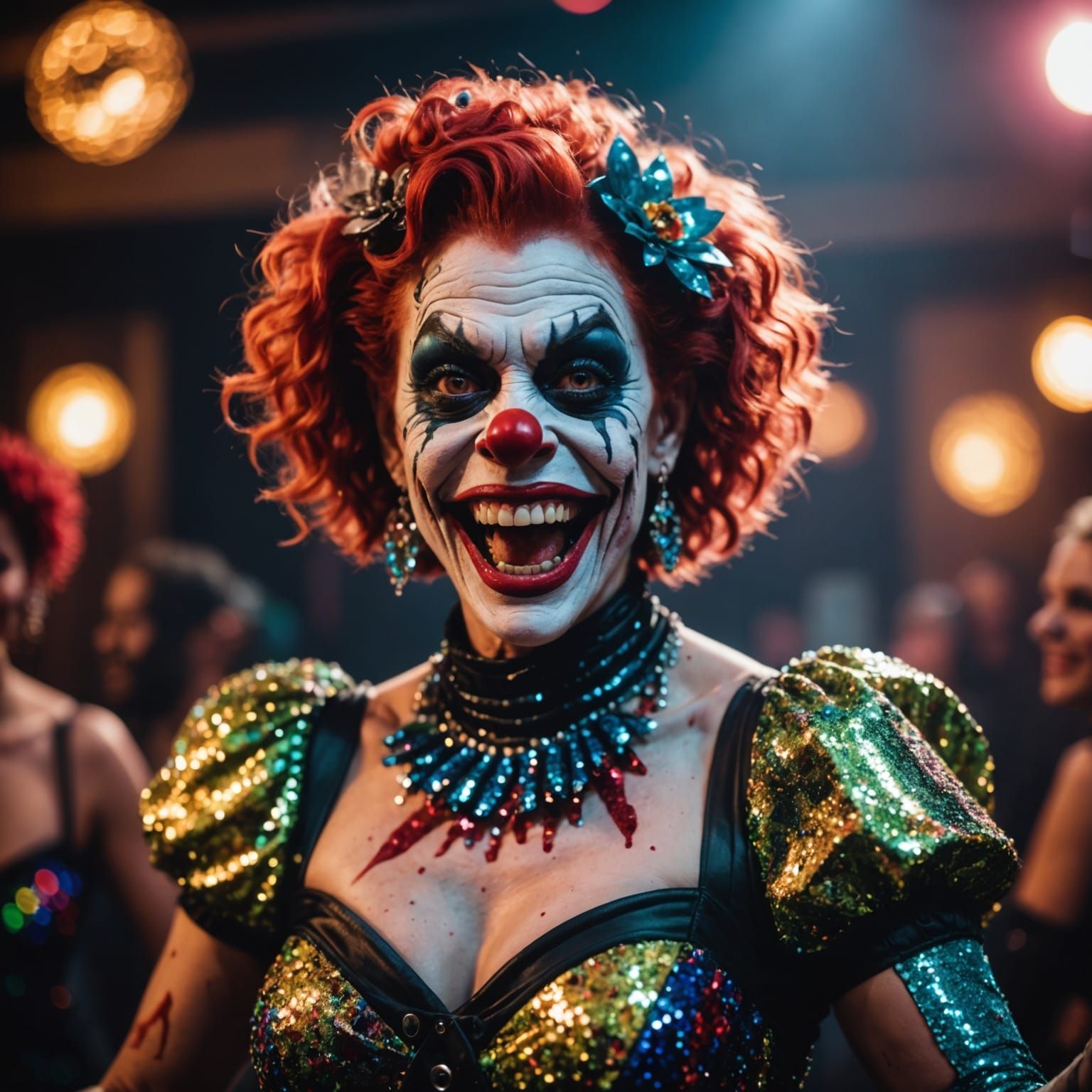 Glamorous Zombie Burlesque Dancer in a Cyberpunk Aesthetic