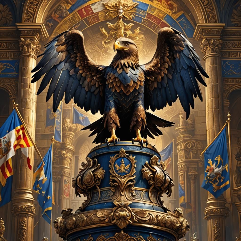 Majestic Heraldic Eagle on Pedestal