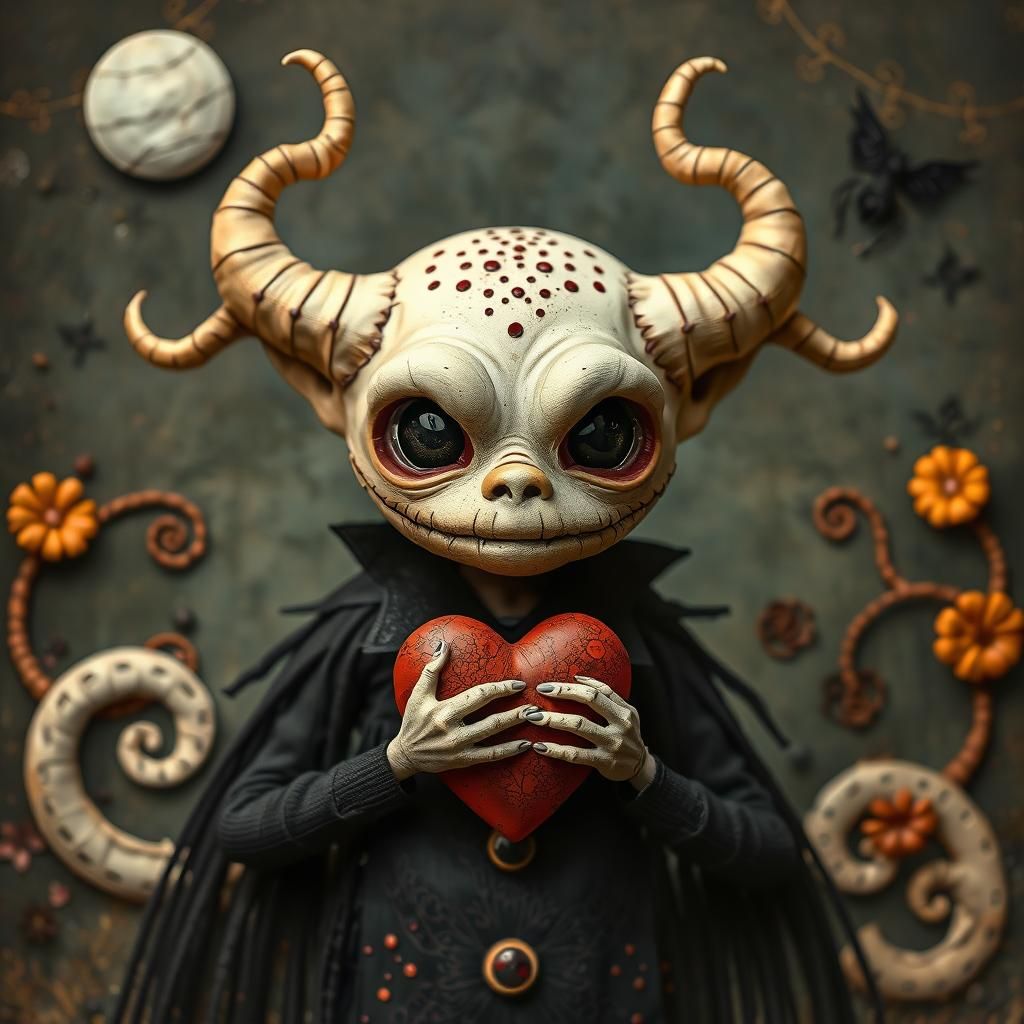 Sweet Monster with Big Heart, Textile Art Style