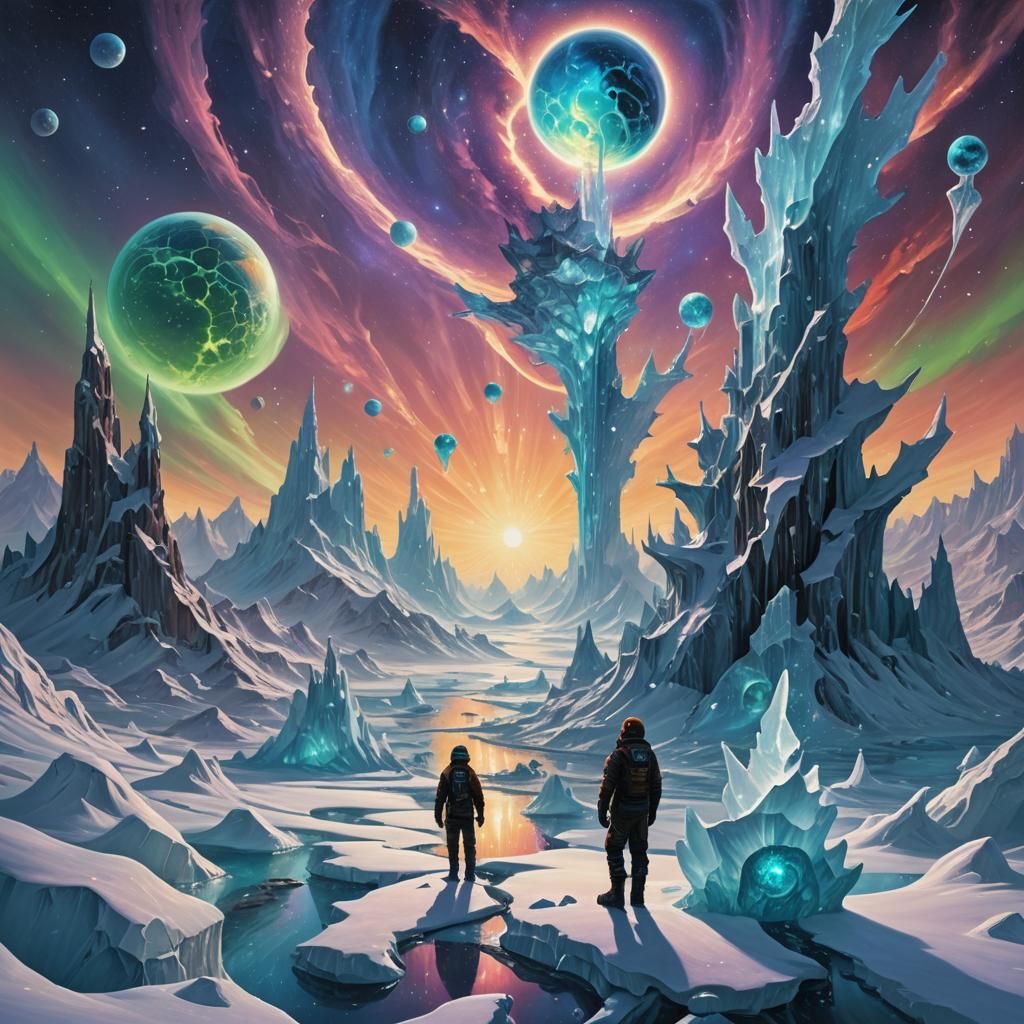 Frozen Exoplanet of Sentient Ice Sculptures