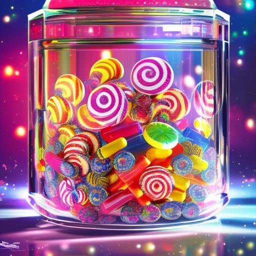Hyperdetailed Candy in Crystal Jar: Digital Matte Painting