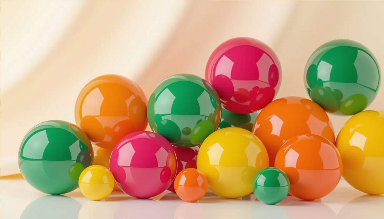 Colorful Glossy Spheres in Modern Abstract Style