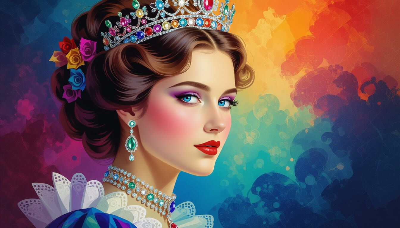 Victorian Queen's Detailed Tiara Portrait