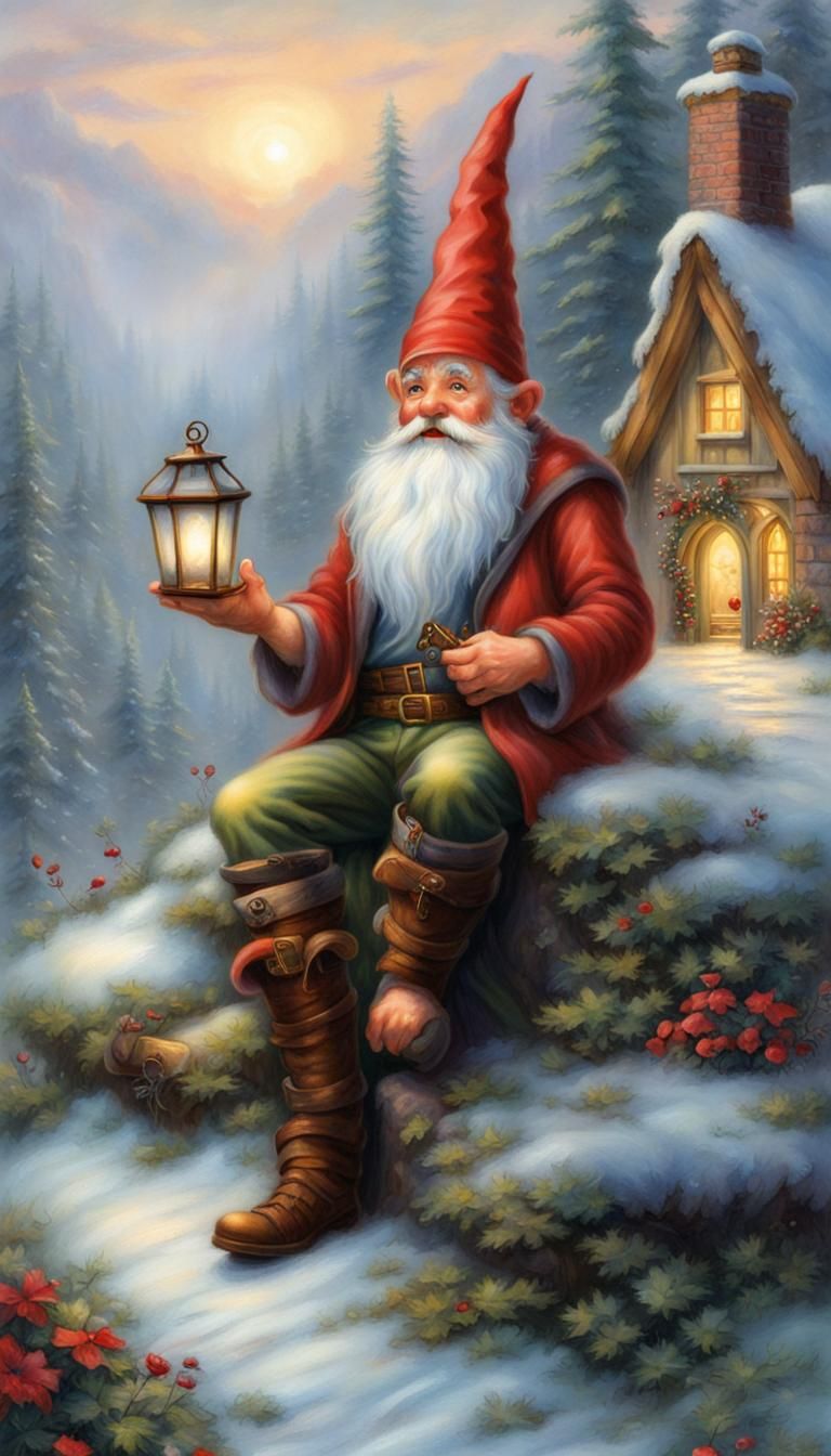 Gnome with Red Beard in Ethereal Fantasy Style