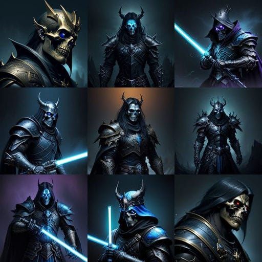 Dark Scull King with Radiant Sader in Splendid Fantasy Art