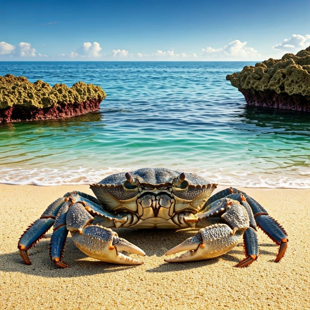 Ocypode Crab on Tropical Beach, Photorealistic Style