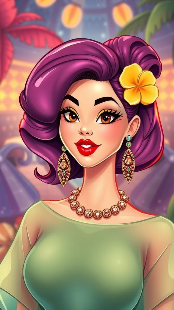 Holodeck Luau Still Life in Cartoon Style