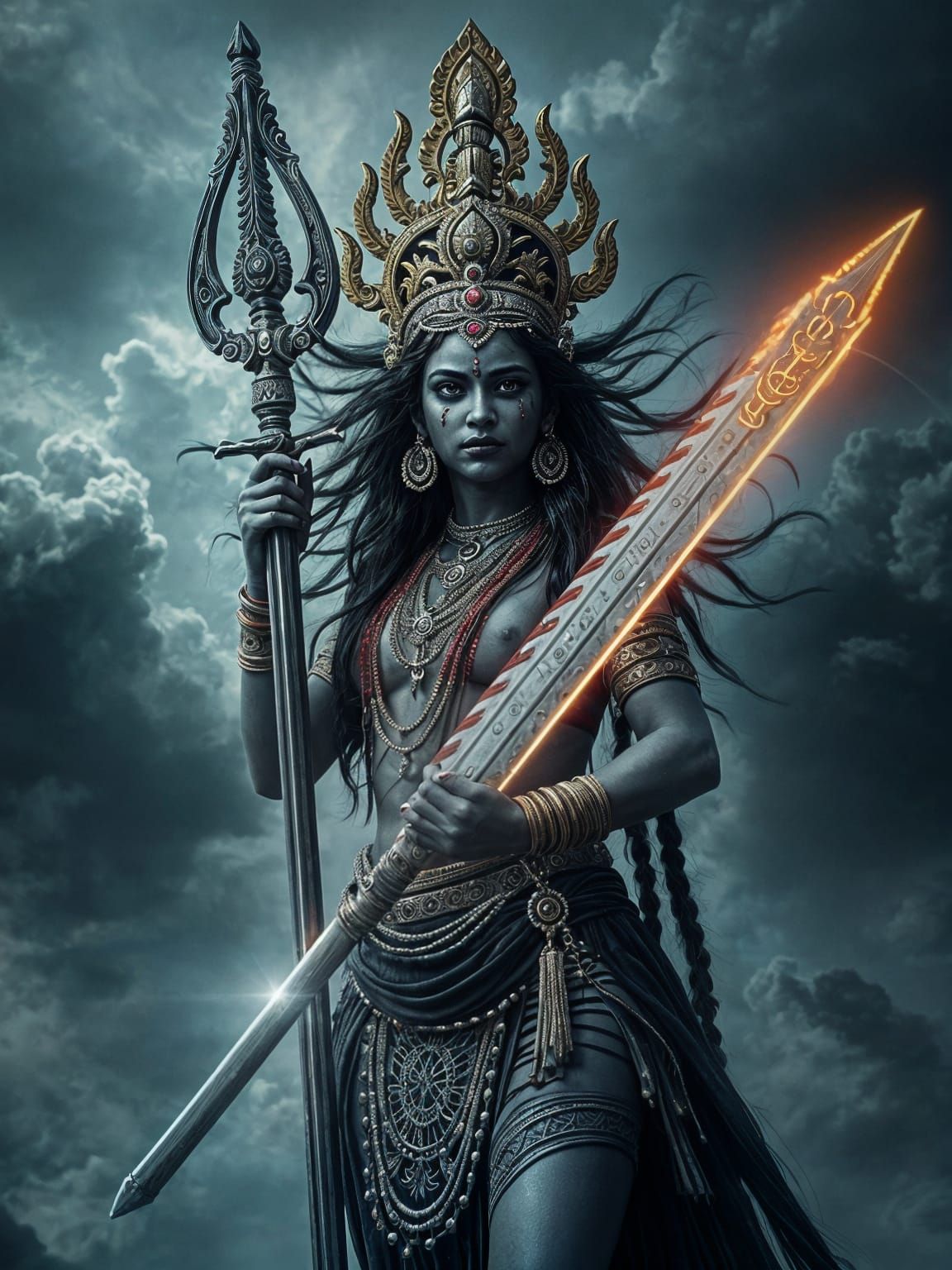 Majestic Goddess Kali in Epic Digital Illustration