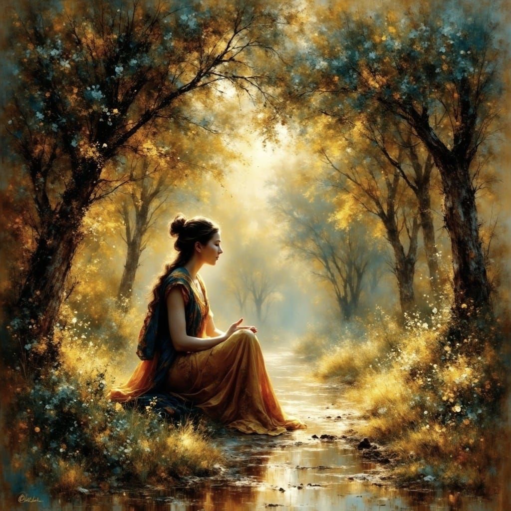 Ethereal Garden Scene with Arcane Elements