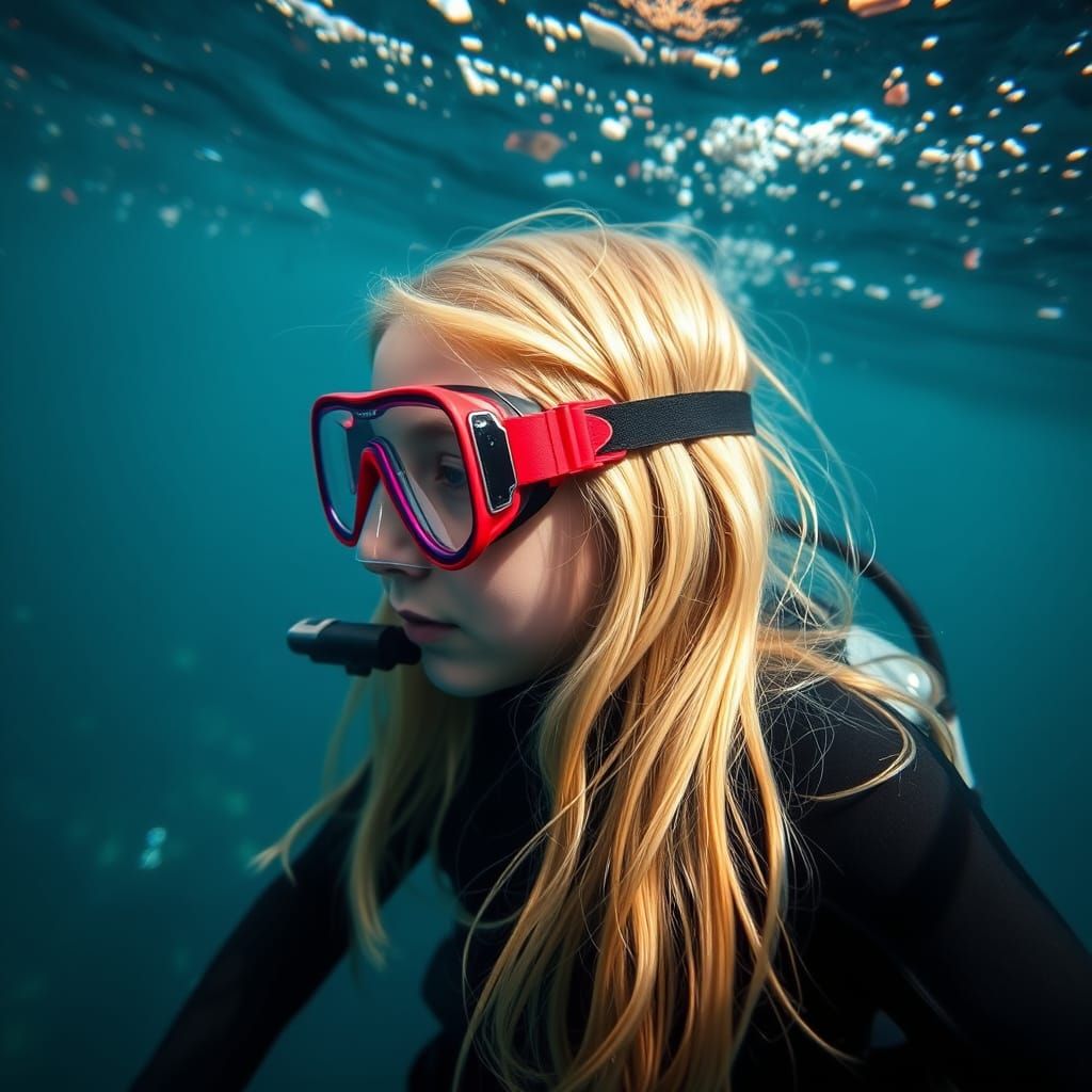 Girl Scuba Diving to Save Whale from Pollution