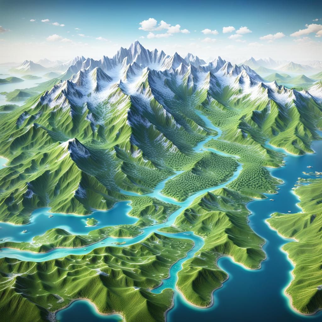 3D Topographical Map: Diverse Landscape Render