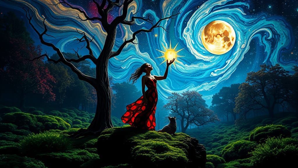 Cosmic Transhumanist Forest: Surreal Bio-Art in 8K