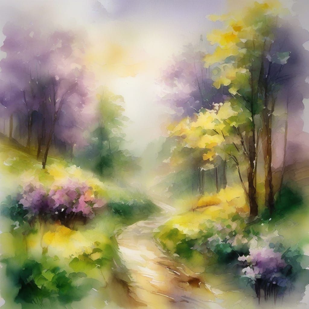 Surreal Spring Scene in Dreamy Smoky Hues