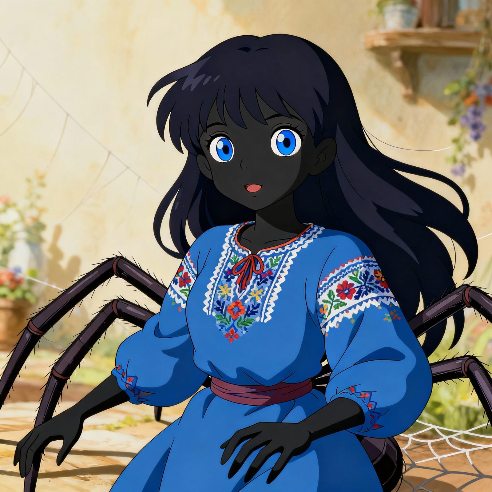 Cute Spider Woman in Classic Anime Style