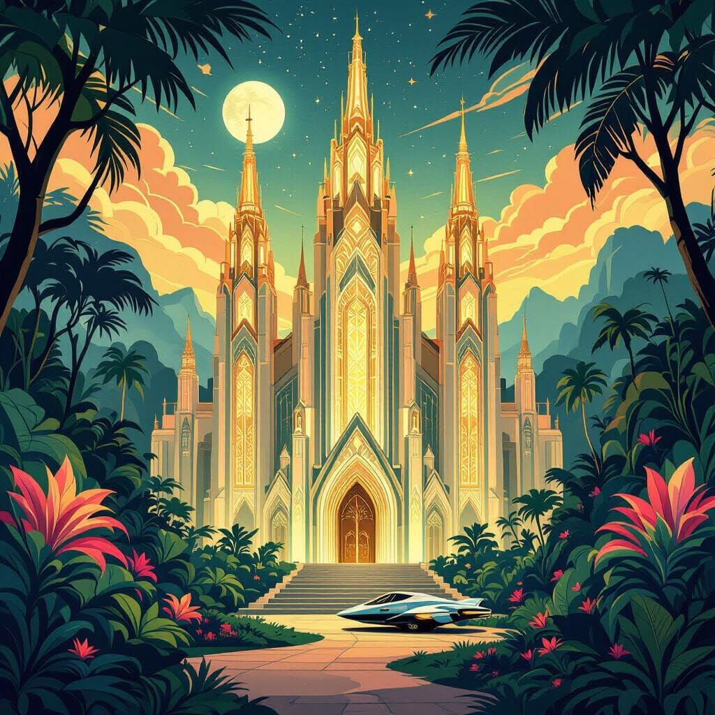 Art Deco Cathedral in Alien Jungle