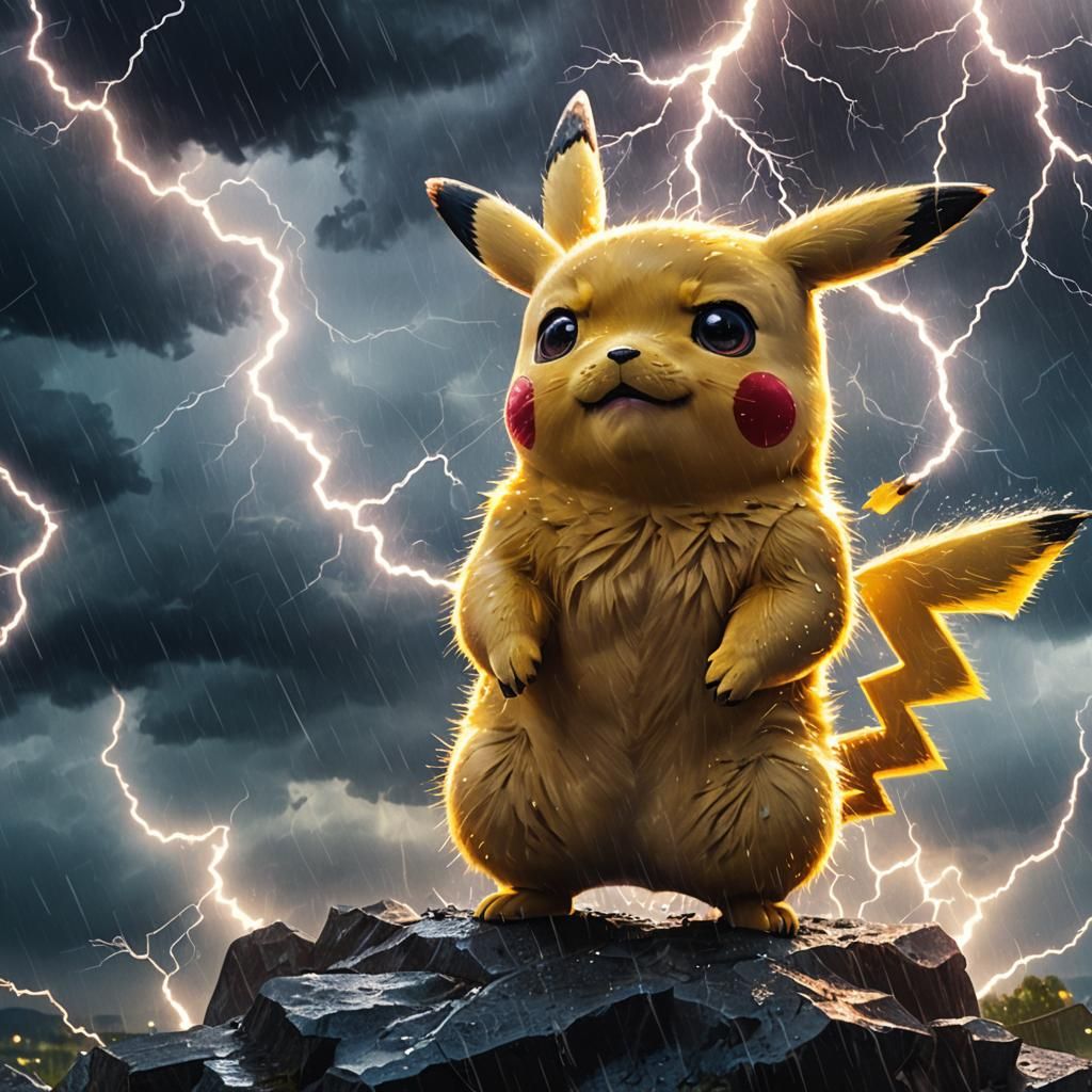 Pikachu in Thunderstorm: Digital Matte Painting