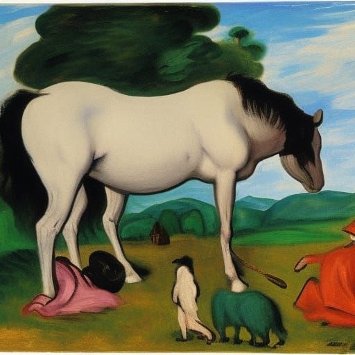 Melancholy Donkey in Barn, Classical Painting