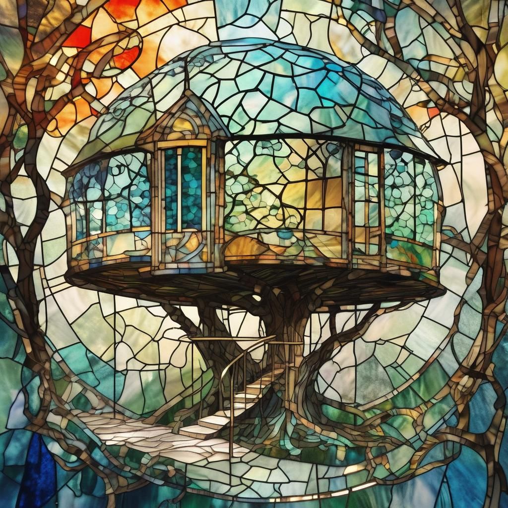Stained Glass TREE HOUSE