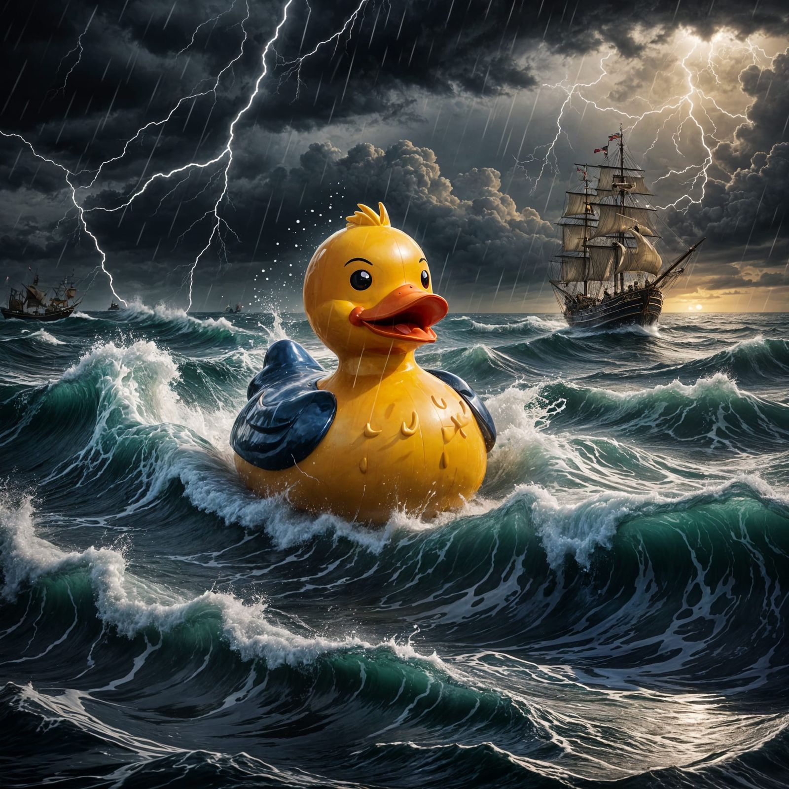 Swashbuckling Rubber Duck Takes on the Stormy Seas