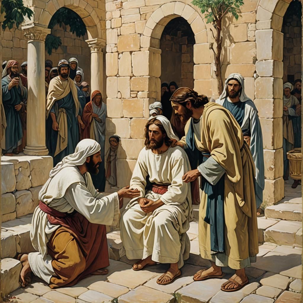 Jesus Heals a Blind Man in Jerusalem