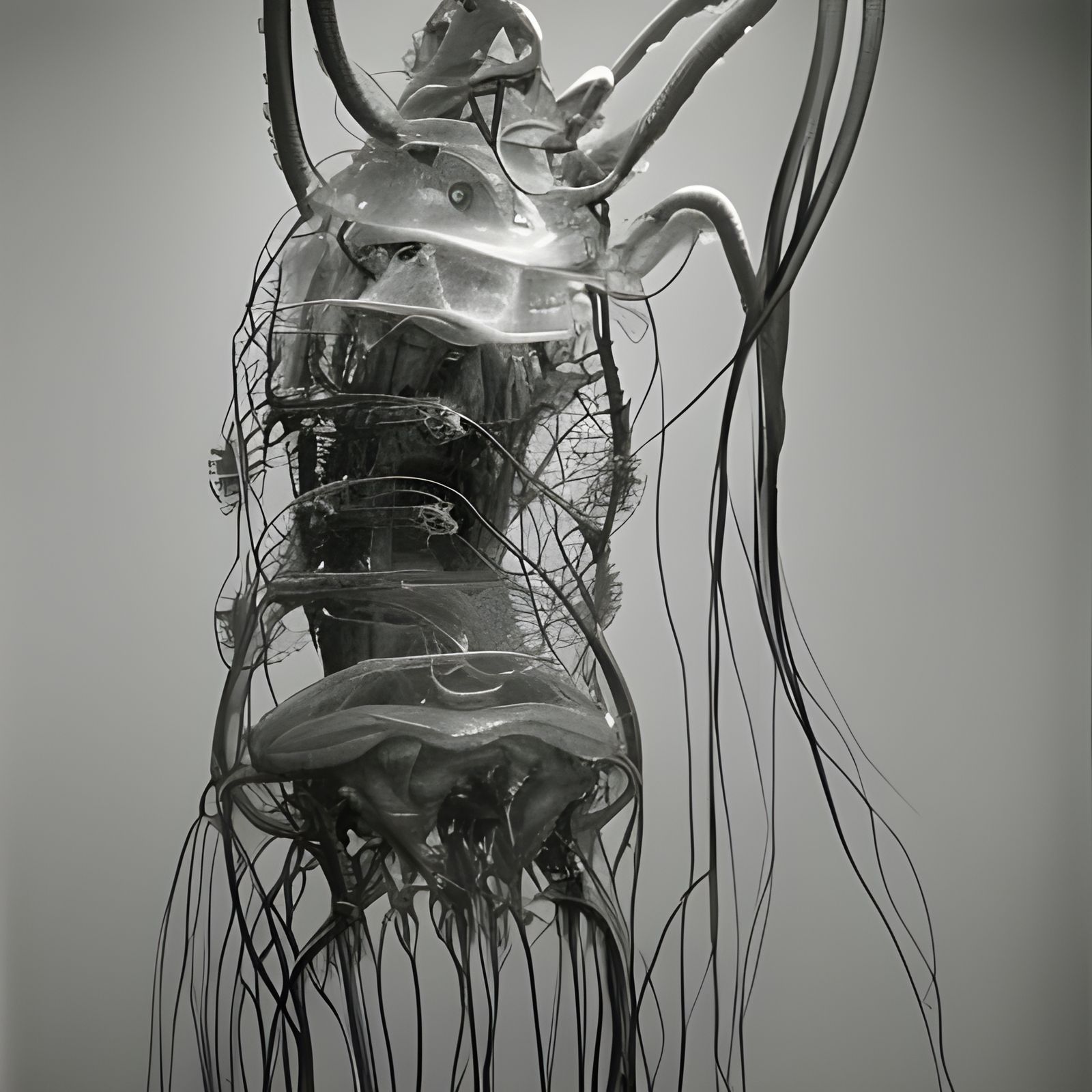 Hyperrealistic Cyborg Squid with Rib Cage