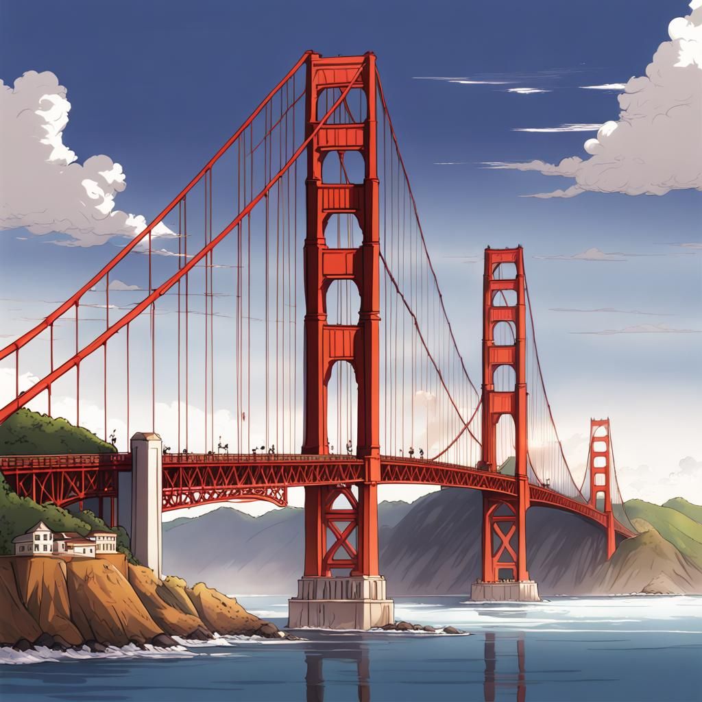 Golden Gate Bridge in Anime Style