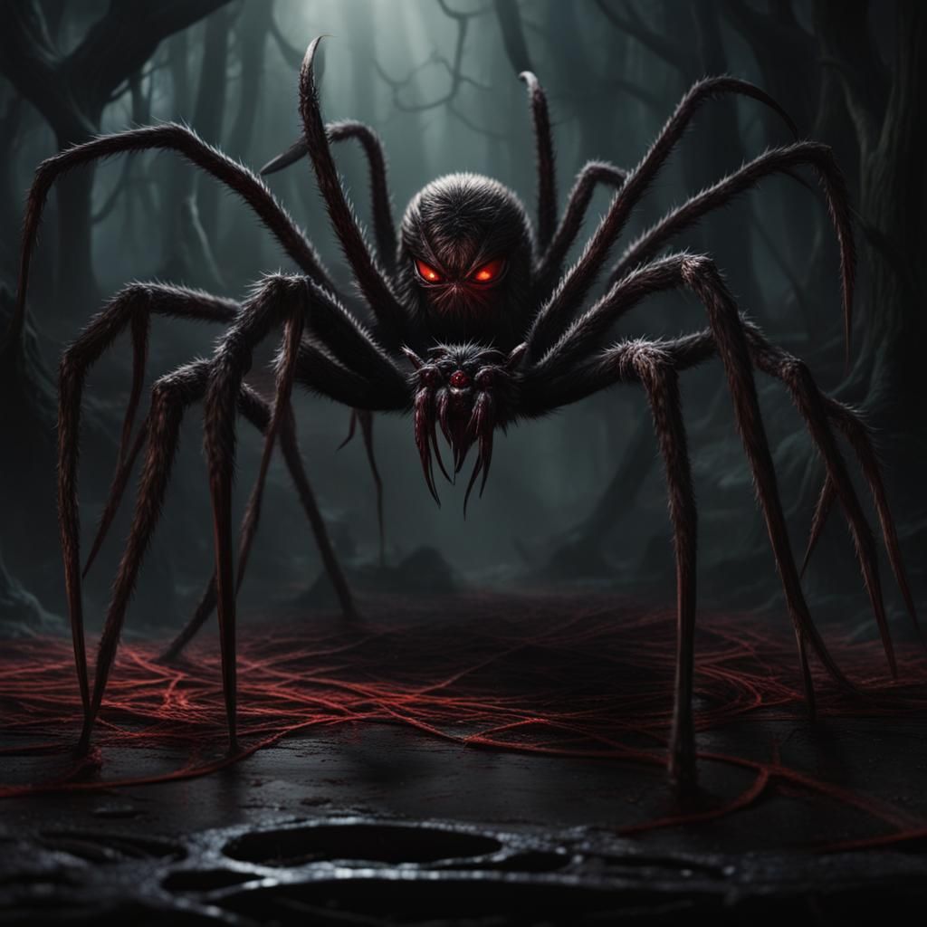 Demonic Spider Weaving Malevolence into Dark Ritual